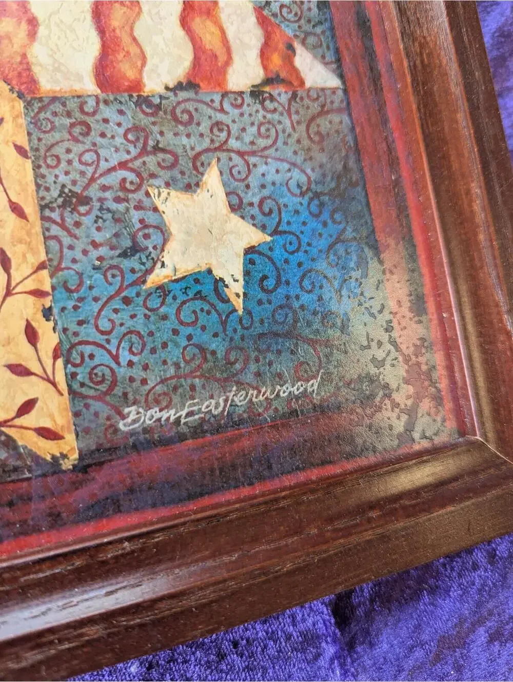 Framed Decorative Wall Art with Star Pattern